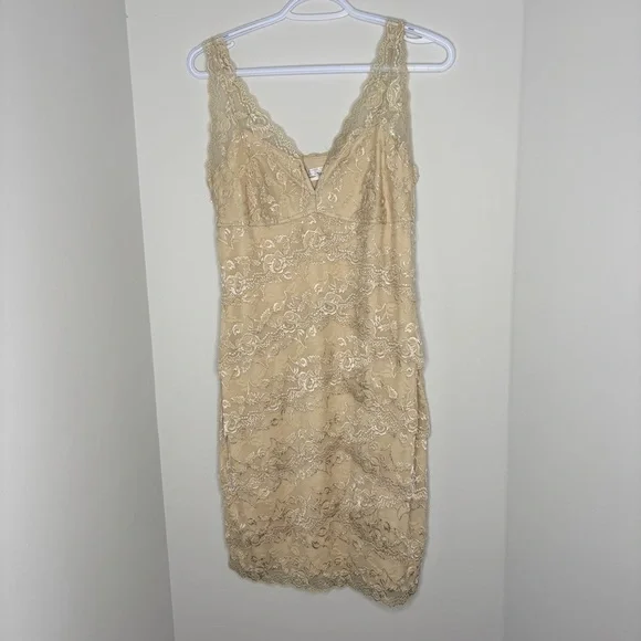 Vintage Beaded Cream Lace Dress - Picture 6 of 12